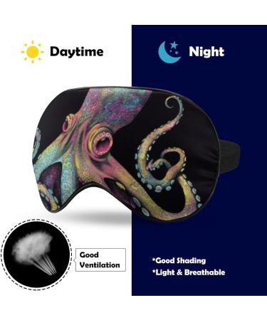 Colorful Painted Octopus Sleep Eye Mask for Women Men - Elastic Strap for Sleep Travel Nap - Buy Online on GoSupps.com