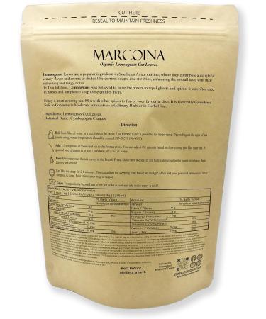 Organic Lemongrass Leaves Herbal Loose Tea by Marcoina - Cut Leaves 227g in Resealable bag Caffeine-Free Tea from Thailand - Perfect for Hot Brews Cooking and Spices - Known as Cymbopogon citratus hierba de lim n Citronnelle. - 8oz. Lemongrass Organic Cut - Buy Online on GoSupps.com