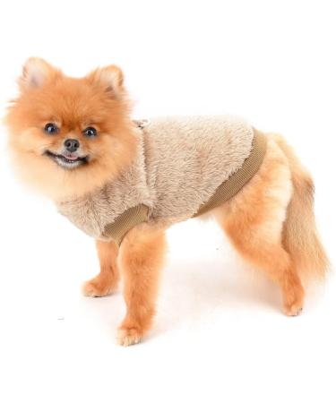 Smalllee Lucky Store Sherpa Fleece Sweater Vest for Small Dogs & Cats | Warm Autumn Winter Clothing for Yorkies & Chihuahuas | D-Ring Soft Sweatshirt Brown Size L - Buy Online on GoSupps.com