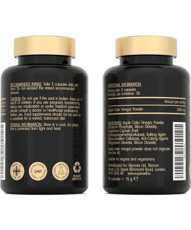 High Strength Apple Cider Vinegar Capsules 1800mg - Raw & Unfiltered ACV Supplement for Women & Men - 90 Capsules - UK Keto Diet Friendly - Buy Online on GoSupps.com