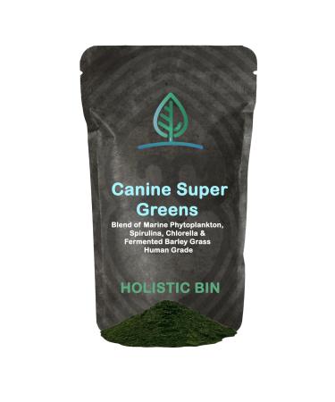 Canine Super Greens by Holistic Bin | Vegan Dog Nutritional Supplement with Marine Phytoplankton Spirulina Chlorella & Fermented Barley Grass | Organic Skin and Coat Support (50 Grams) Greens Powder