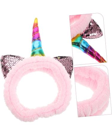 Unicorn Headbands Kawaii Spa Headband Makeup Headband Animal Headband for Washing Face Coral Fleece Plush Animal Ears Shower Cosmetic Hairband for Women Girls Pink - Buy Online on GoSupps.com