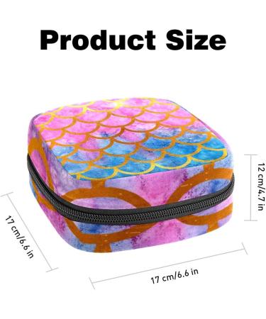 Colorful Mermaid Fish Scales Sanitary Napkin Storage Bag | Portable First Period Pads & Tampons Holder | Large Capacity Makeup Bag for Girls & Women - Buy Online on GoSupps.com