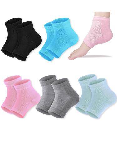 Moisturizing Gel Heel Socks Open Toe Socks Gel Lined Toeless Spa Socks for Dry Hard Cracked Heel (5P-Mixed)