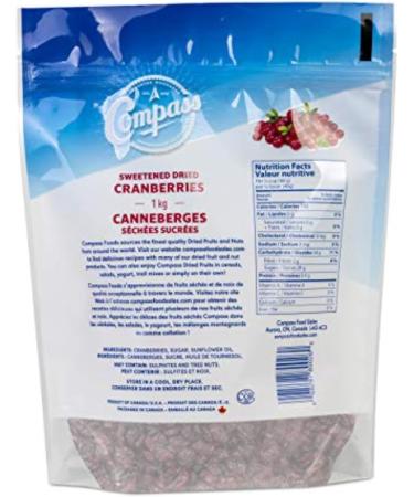 Compass Dried Cranberries 1000 Grams - Juicy Superfruit Packed with Nutrients - Buy Online on GoSupps.com