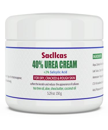 Urea Cream 40% Plus Salicylic Acid 2% - Foot Dry and Cracked Foot Cream Gentle Exfoliating Moisturizing and Hydrating Suitable for Feet Hands and Knees