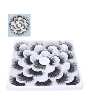 Natural 3D Fake Eyelashes - 10 Pairs of Thick Fluffy Long Synthetic Fiber Lashes for Women - Buy Online on GoSupps.com