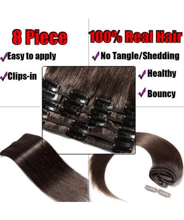 Clip In Extensions Real Hair 55cm - Remy Hair Extension 8 Wefts 75g (#2 Dark Brown) - Premium Quality & Fast International Shipping - Buy Online on GoSupps.com