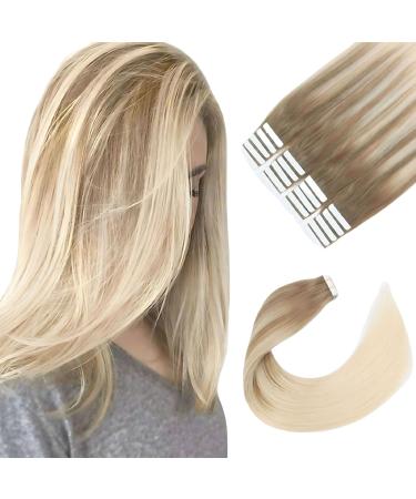 Sixstarhair Invisible Tape Extensions real hair Remy Hair Extensions 20PCs 50g 45cm Balayage Ash brown faded to Ashblond tape in hair extension #B8/60 45 cm B8-60 # - Buy Online on GoSupps.com