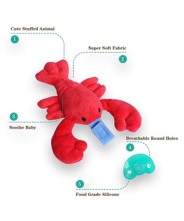 Plush Lobster Pacifier Holder - Soothie Snuggle Pacifier with Stuffed Animal - Silicone Pacifier for Newborn Baby (0+ Months) - Buy Online on GoSupps.com