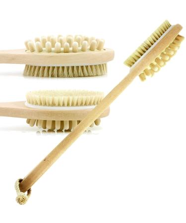 Bath & Relax Natural Bristle Long Handled Shower Back Scrubber Brush for Exfoliating Skin - Men and Women - Buy Online on GoSupps.com