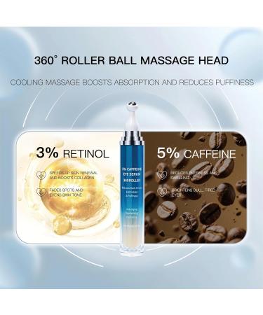 Caffeine Retinol Eye Cream Under Eye Cream and Eye Serum for Dark Circles Puffiness Eye Bags Wrinkles and Fine Lines with 360 Roller Massage Ball 0.5 fl oz / 15ml - Buy Online on GoSupps.com