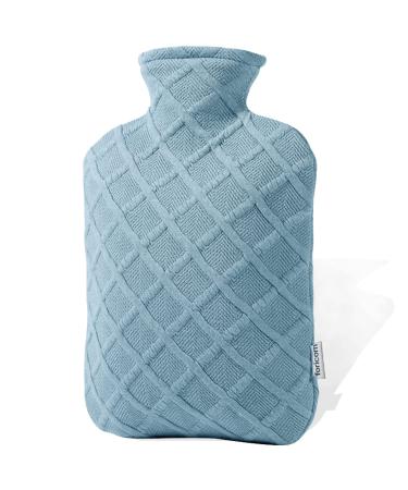 FORICOM Hot Water Bottle with Soft Cover 2.0L Large Classic BPA Free Hot Water Bag for Neck, Shoulder Pain and Hand Feet Warmer, Menstrual Cramps, Hot Compress and Cold Therapy(Sky Blue) Sky Blue,2.0large