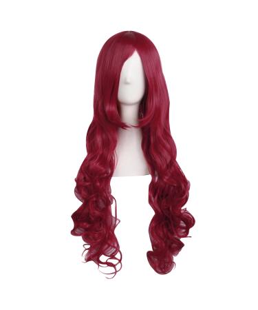 MapofBeauty 32" Long Hair Spiral Curly Cosplay Costume Wig (Dark Red)