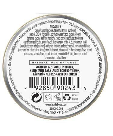 Burt's Bees Rosemary Lemon Lip Butter 0.4oz - 6 Tins | 100% Natural Moisturizing Lip Balm | Pack of 1 - Buy Online on GoSupps.com