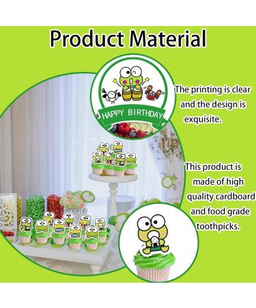 ICNYEKl 25 Big Eyed Frog Cupcake Topper Giant Big Eyed Frog Happy Birthday Cake Topper (Big-eyed frog cupcake topper) - Buy Online on GoSupps.com