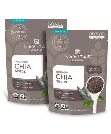 Navitas Organics Chia Seeds, 16 oz. (2-Pack) 76 Servings  Organic, Non-GMO, Gluten-Free 16 Ounce (Pack of 2)