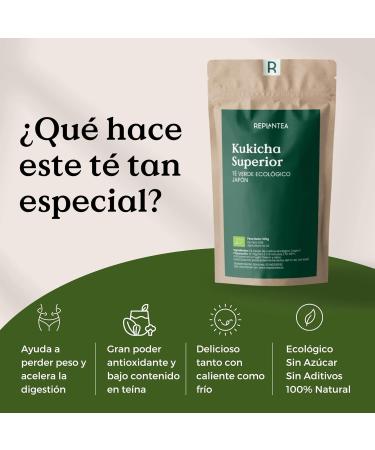 KUKICHA GREEN TEA 100% Organic 100g (50 Cups) | Organic Japanese Loose Leaf Green Tea REPLANTEA  - Buy Online on GoSupps.com