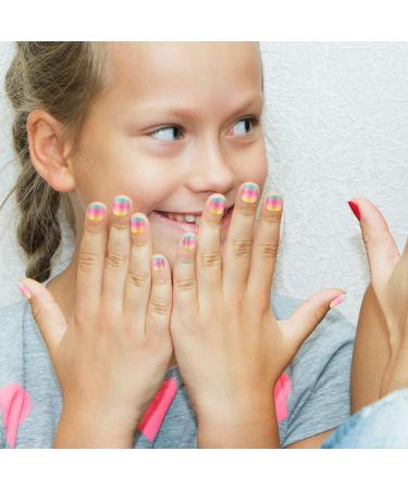 168 Pieces Girls Press on Nails for Kids Gift - Dark Pink Theme | Full Cover Short False Fingernails for Children - Nail Design Decoration - Buy Online on GoSupps.com