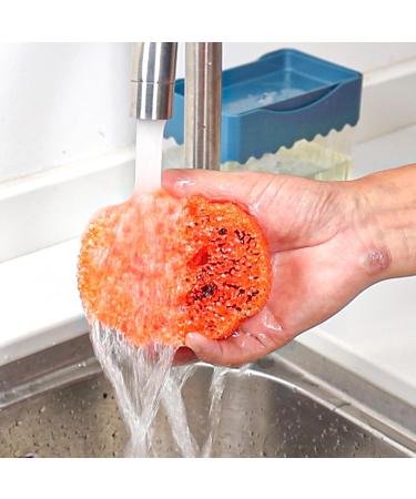 Kitchen Cleaning Sponge - Halloween Pumpkin Shape Scrub Sponge Cleaner | Absorbent Non-Scratch Dish Sponge for Dishes Pots Pans | Multipurpose Kitchen Accessories for Effective Cleaning All at Once Orange Color - Buy Online on GoSupps.com
