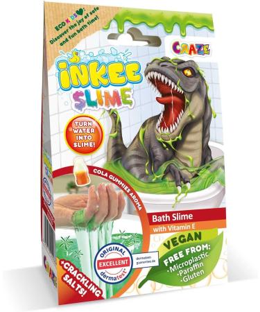 Inke Bath Slime Dino Set - 10x100g Neon Green Bathing Powder with Vitamin E & Cola Aroma - Gigantic Glibber Mucus Fun for Kids - Buy Online on GoSupps.com