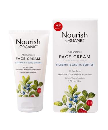 Nourish Organic | Age Defense Face Cream - Bilberry & Arctic Berries | GMO-Free, Cruelty Free, Fragrance Free (1.7oz)