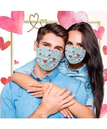 ZQP 50PCS Valentine Theme Printed Disposable_Face_Masks for Adult 3-ply Face Protection Covering with Elastic Earloop and Nose Clip for Outdoor Comfortable & High Filtration &Ventilation - Buy Online on GoSupps.com