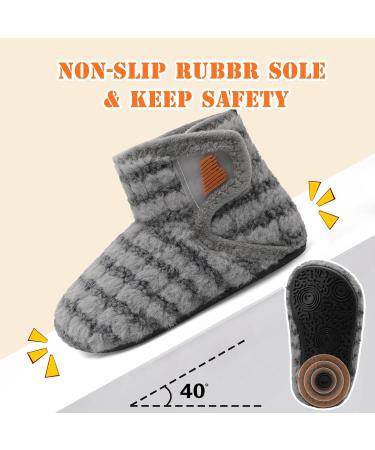 JOINFREE Baby House Shoes Non-Slip Rubber Sole Slippers Cozy Home Booties - Stripegrey - Buy Online on GoSupps.com