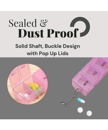 7 Day Weekly Pill Box Organizer | Portable Medicine Storage Dispenser - Pink - Buy Online on GoSupps.com