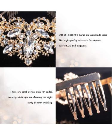 Didder Crystal Princess Crown Wedding Tiara - Gold for Women - Buy Online on GoSupps.com