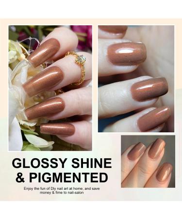 DouborQ Dark Nude Glitter Nail Polish Long-lasting Glossy Nail Art Varnish (11) Glitter Dark Nude - Buy Online on GoSupps.com