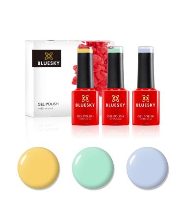 BLUESKY Gel Nail Polish Set Rainbow Pastels. Pastel Yellow A115 Groovy Green Dc105 Faded Blue Qxg741. 3 X 5Ml. (Requires Curing Under Uv/Led Lamp) Rainbow Pastels 15 ml (Pack of 1)