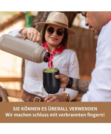 Telanks Modern 340 ML Yerba Mate Cup | 18/8 Stainless Steel | BPA-Free Lid Straw & Cleaning Brush | Black Tea Beverage Essential - Buy Online on GoSupps.com