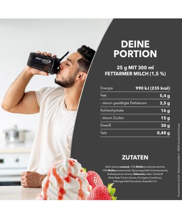 Best Body Nutrition Gourmet Premium Pro Protein Shake - Strawberry Cream 500g | 4-Component Blend: Caseinate Whey Concentrate Isolate & Egg Protein | International Shipping Available - Buy Online on GoSupps.com