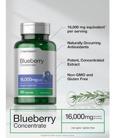 Horb ach Blueberry Extract Supplement | 150 Capsules | Blueberry Concentrate | Non-GMO Gluten Free - Buy Online on GoSupps.com