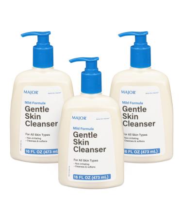MAJOR Gentle Skin Cleanser for All Skin Types - Non-Irritating, Mild Formula - Cleanses and Softens - Fragrance-Free - 16 Fl Oz (3 Pack)