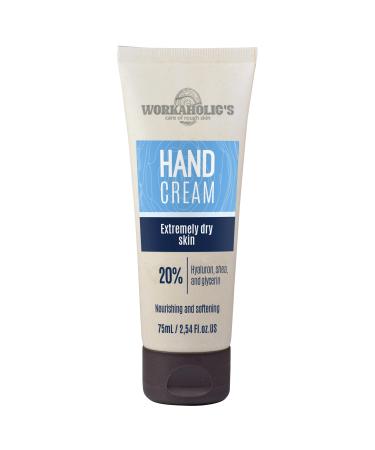 Workaholic's Cracked Hands Repair Cream - Hand Cream for Very Dry Hands Rich Skin Moisturiser Barrier Cream with 20% Hyaluronic Acid Shea Butter and Glycerin 75ml