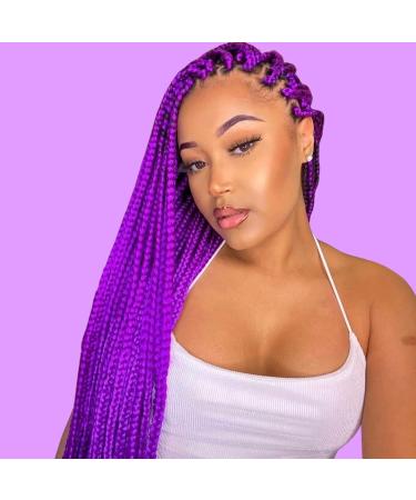 Purple Pre-Stretched Box Braid Hair 26 Inch - Pack of 3 | Kanekalon & Human Hair Blend - Buy Online on GoSupps.com