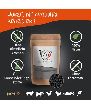 Jeske Sports Supplies Tasty Pott Pepper range I peppercorns I fine food I specialties I pepper I pepper shots I spices I herb mixtures Bourbon pepper total 50 g - Buy Online on GoSupps.com