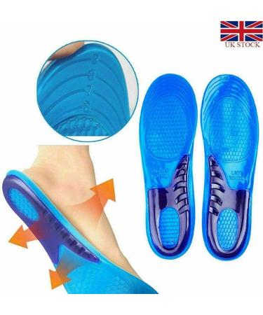 Orthotic Silicone Gel Insoles - Shock Absorbing Full Length for Unisex Boots & Sports Shoes (Medium Size UK 6-8) - Buy Online on GoSupps.com