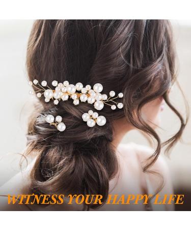 Elegant 9-Piece Pearl Bride Wedding Hair Comb & Pins Set - Gold Bridal Hair Accessories - Buy Online on GoSupps.com