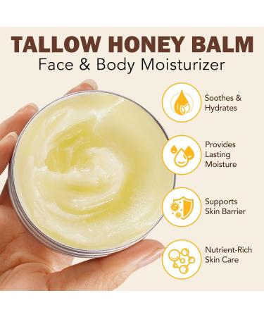 Beef Tallow for Skin 100g Beef Tallow and Honey Balm 100% Grass-fed- Cr me hydratante pour le visage et le corps Peau s che et vieillissante - Buy Online on GoSupps.com