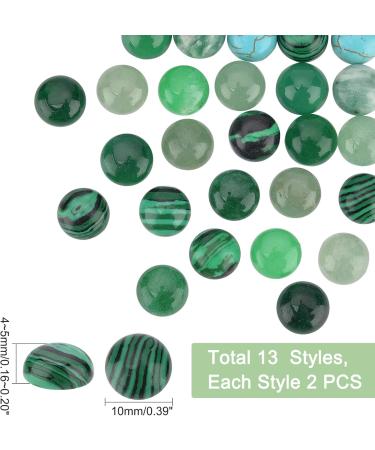 Pandahall 26-Piece Natural Gemstone Cabochon Set - 10mm Round Dome Green Aventurine Jade Agate Unmarrowed Stones for Jewelry Making | Earrings & Necklaces - Buy Online on GoSupps.com
