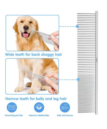 ROPO Stainless Steel Dog Combs - Professional Grooming Tool for Detangling, Knots & Shedding - Ideal for Cats, Dogs & Other Pets - Silver - Buy Online on GoSupps.com