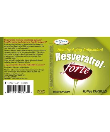 Enzymatic Therapy Resveratrol Forte 125 mg | 60 Veg Capsules - Antioxidant Support - Buy Online on GoSupps.com