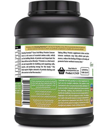 Amazing Formulas Grass FED Whey Protein (Non-GMO Gluten Free) -Made with Natural Sweetener and Flavor - rBGH & RBST Free -Supports Energy Production & Muscle Growth (Vanilla 5 Lb) - Buy Online on GoSupps.com