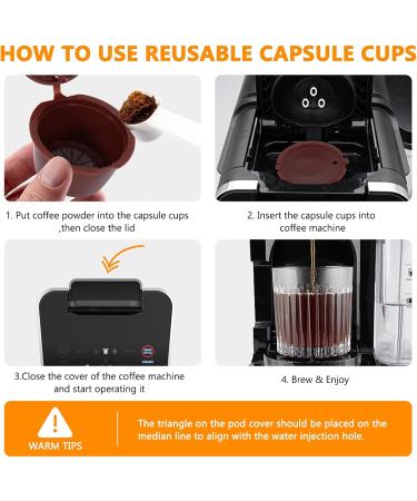  Houkiper Set of 6 refillable reusable coffee capsules 200/220 ml refillable stamps with 2 spoons and 2 brushes - Buy Online on GoSupps.com