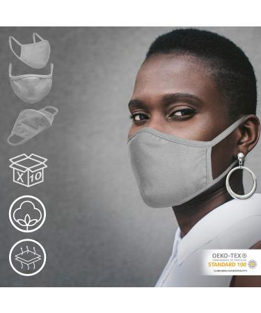 JAGO Washable Facial Masks - 2-Layer Cotton Community Masks for Men & Women | Filter Compartment | Available in Sets of 2/4/8/10 | Everyday Gray Fabric Mask - Buy Online on GoSupps.com