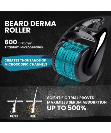 Beard Growth Kit: Derma Roller & Natural Oil Serum for Men - Stimulate Beard & Hair Growth - 0.25mm - Perfect Gift for Dad! - Buy Online on GoSupps.com