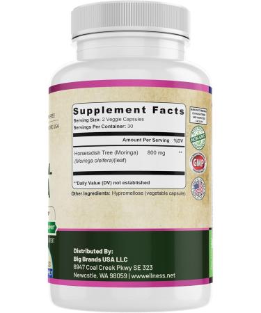 WHOLE WORLD WELLNESS Pure Moringa | Supports Immune & Gut Health | Sleep Aid | Rich in Antioxidants & Amino Acids | All Natural & Dairy Free | 60 Capsules | Made in The USA. - Buy Online on GoSupps.com